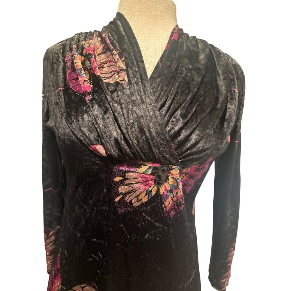 Diana Bentalls Vintage Velvet Butterfly Dress — Size 12 / M | Whimsy Goth, Y2K B - Picture 7 of 13